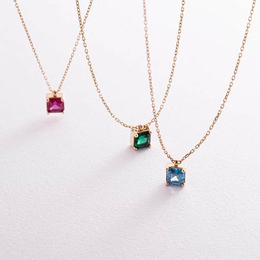 Золотое колье "Альма" (голубой фианит) кол02369 9