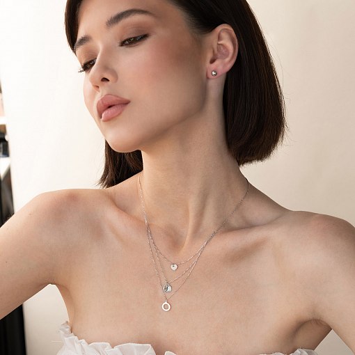 Серьги - пусеты "Шарики" в белом золоте (6 мм) с07490 10