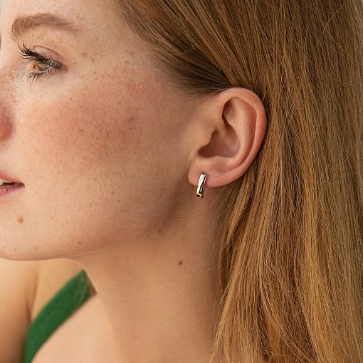 Серьги - кольца в белом золоте (овальные) с08108 4