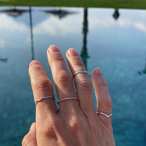 Кольцо "Шарики" в белом золоте к06630 20