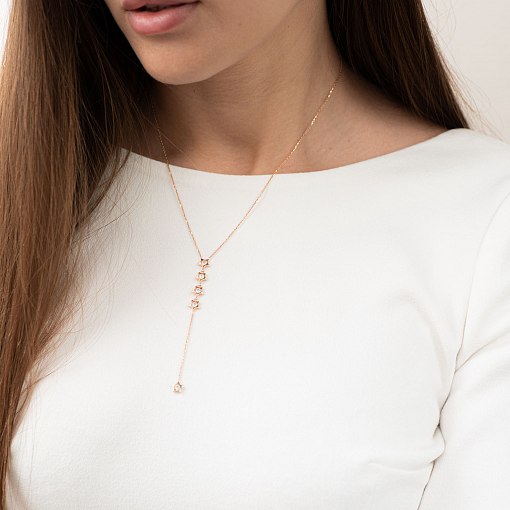 Золотое колье "Звездочки" с фианитами кол01496 6