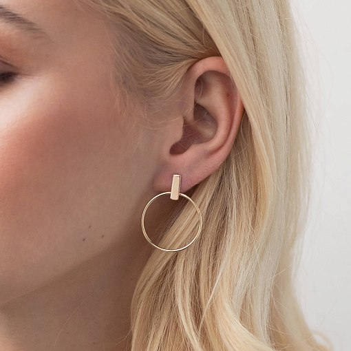 Серьги - пусеты "Уверенность" в желтом золоте с07749 4