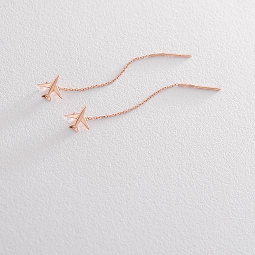 Серьги-протяжки в золоте "Самолетик" с06302 5