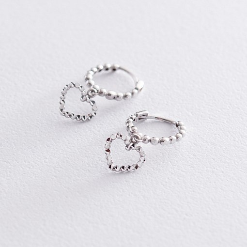Серьги "Сердечки" в белом золоте с05940 3