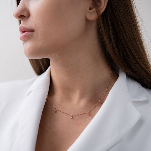 Колье из красного золота с фианитами кол01789 2