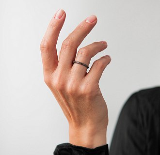 Золота каблучка з чорними діамантами кб0242sth №6