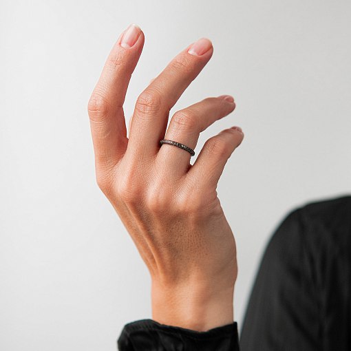 Золотое кольцо с черными бриллиантами кб0242sth 6