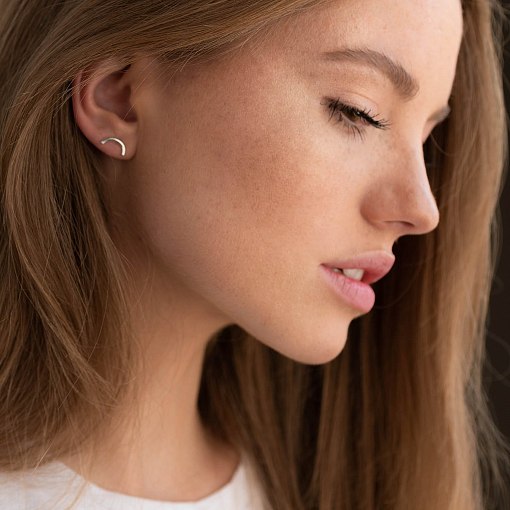 Серьги - пусеты "Дуга" в белом золоте с07076 6