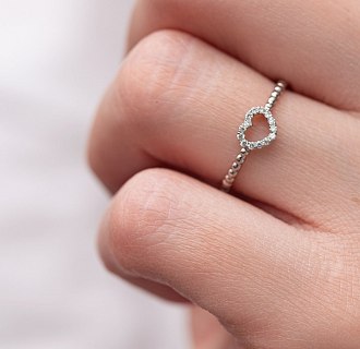 Золотое кольцо "Сердечко" с бриллиантами 101-10028b №4