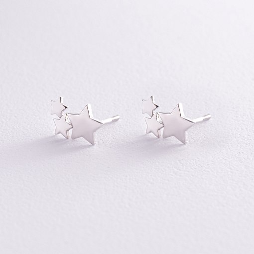 Серьги - пусеты "Звездочки" в белом золоте с08000 2
