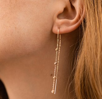 Серьги - протяжки с шариками (красное золото) с09047 №3