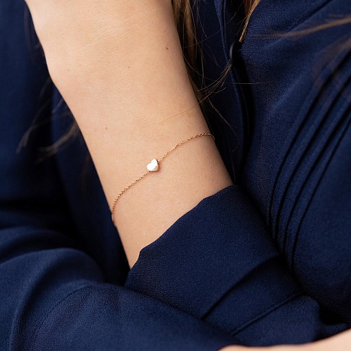 Браслет "Сердечко" в красном золоте б05184 2