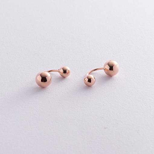 Серьги "Шарики" в красном золоте с08255 3