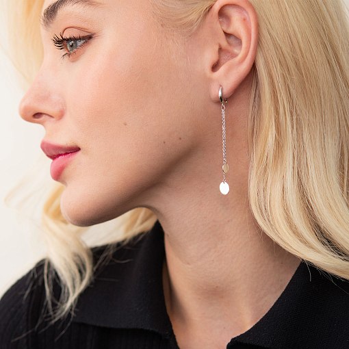 Золотые серьги "Монетки на цепочке" с07668 2