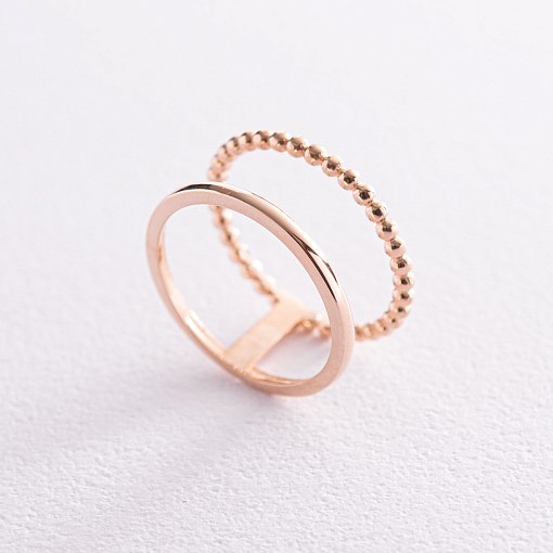 Подвійна каблучка з кульками (червоне золото) к07179