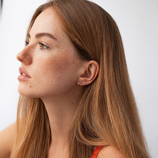 Cерьги - пусеты "Самолет" (желтое золото) с09196 5