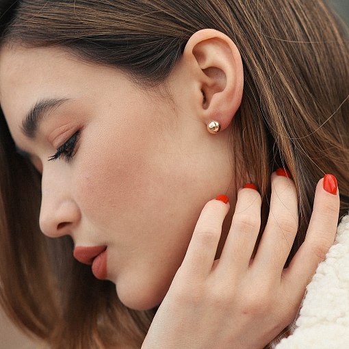 Золотые серьги - пусеты "Шарики" (0.8 см) с06957 4