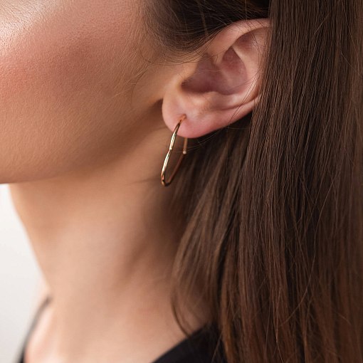 Золотые серьги - пусеты "Сердечки" с07961 3