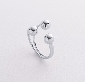 Кольцо "Шарики" в белом золоте к08283
