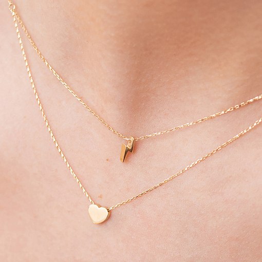 Двойное золотое колье "Молния и сердечко" кол02311 9