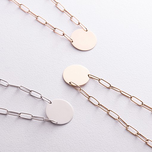 Колье с монеткой для гравировки (красное золото) кол02392 5