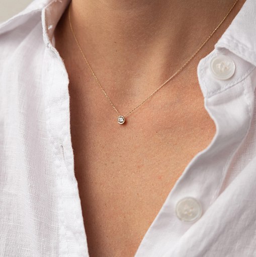 Кольє з одним фіанітом (жовте золото) кол02282 2