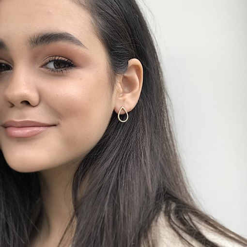 Серьги-пусеты Большие капельки в желтом золоте 1.7*1.2 см с06316 13