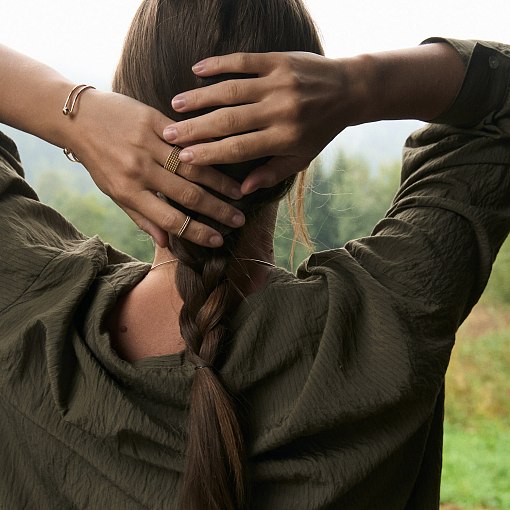 Жесткий браслет "Marlene" с шариками (желтое золото) б05603 7