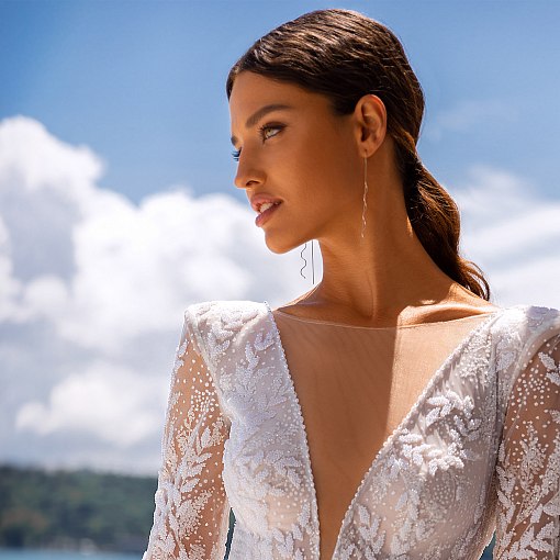 Серьги - протяжки "Милли" в белом золоте с07381 2