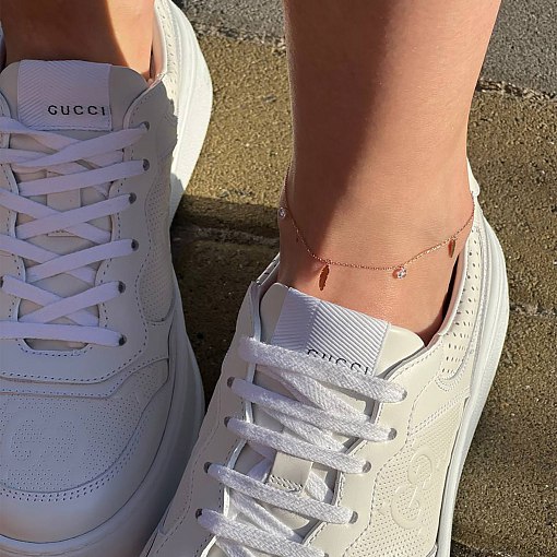 Золотой браслет "Перышки" на ногу (фианиты) б04795 5