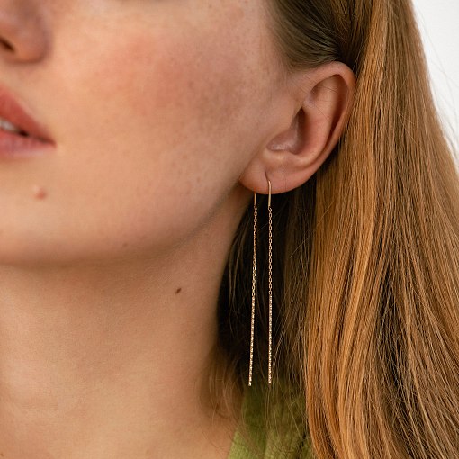 Серьги - протяжки в красном золоте с06700