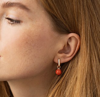Сережки з коралом (червоне золото) с08755 №4