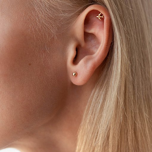 Серьги - пусеты "Шарики" в желтом золоте (0.4 см) с07322 7