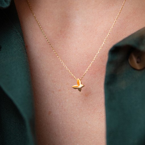 Колье "Бабочка" в желтом золоте кол02149 3