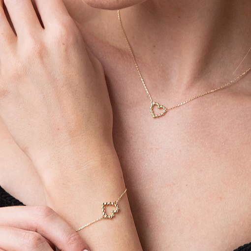 Браслет "Влюбленное сердце" в желтом золоте б04844 4