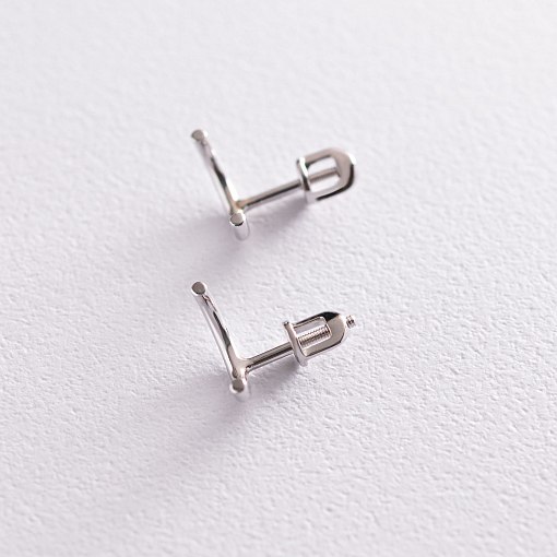 Серьги - пусеты "Дуга" в белом золоте с07076 2