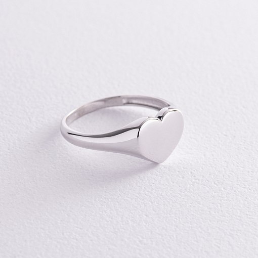 Кольцо "Сердечко" в белом золоте (возможна гравировка) к07572 4
