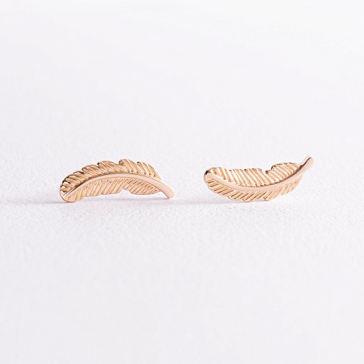 Золотые серьги - пусеты "Перышки" с07853