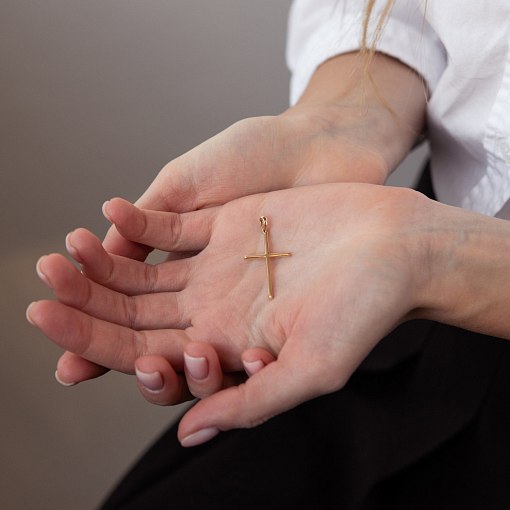 Крестик в желтом золоте п03021 2