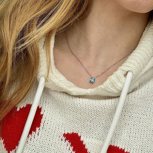 Золотое колье "Альма" (голубой фианит) кол02373 2
