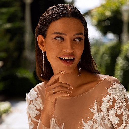 Золотые серьги "Круговорот на цепочке" с07510 4