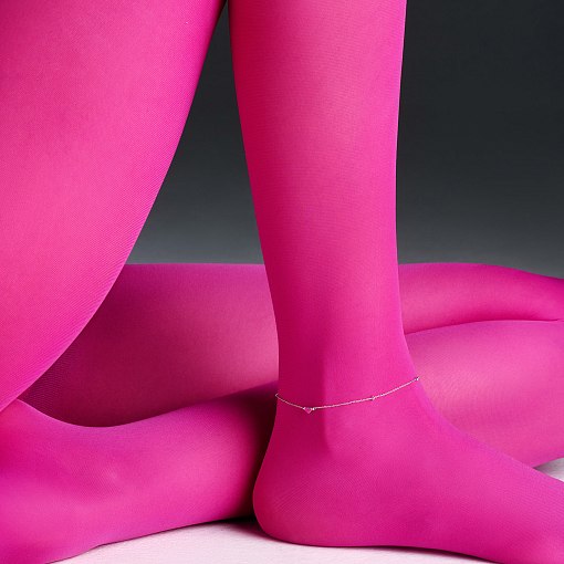 Браслет на ногу "Сердечко" в белом золоте б05346 2