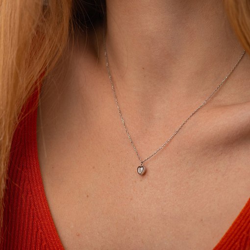 Колье "Сердечко" с перламутром (белое золото) кол02555 4