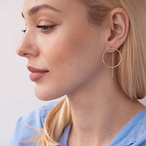 Серьги "Геометрия" в красном золоте с07882 3