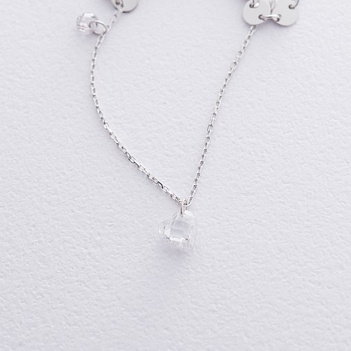 Двойной браслет Монетки с фианитами в белом золоте б04290 3