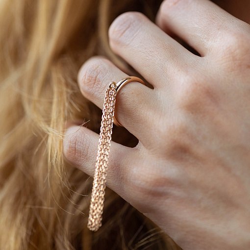 Кольцо с цепочками (красное золото) к07623 8