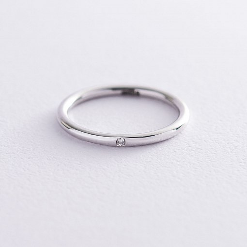 Каблучка Мінімалізм в білому золоті (з діамантом) обрб0002