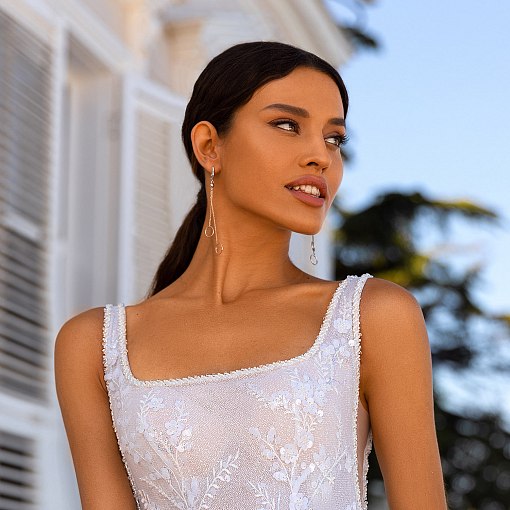 Золотые серьги "Круговорот на цепочке" с07510 12