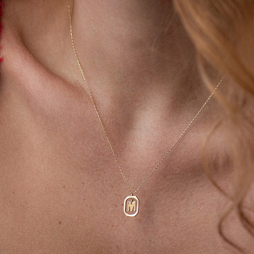 Колье с буквой "М" в желтом золоте кол02463м 5