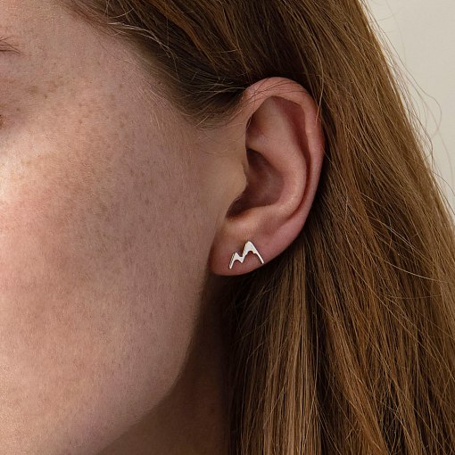 Серьги - пусеты "Горы" в белом золоте с07518 2